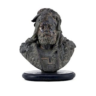Albert Ernest Carrier-Belleuse French (1824-1887) Bronze Sculpture "Albrecht Durer" on Wood Base