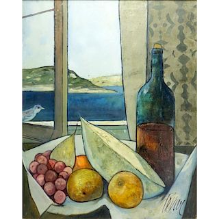 Charles Levier, French (1920-2003) Oil on Canvas "Le Vin et Fruits"