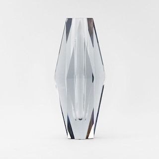 Mid 20th Century Modern Swedish Stromberg Heavy Blue Crystal Vase
