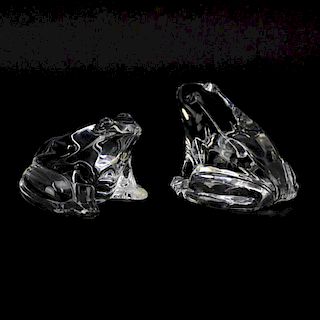 Pair of Baccarat Crystal Frog Paperweights.