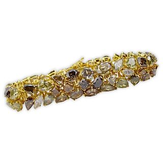 36.89 Carat Multi Cut Fancy to Fancy Deep Yellow Diamond and 18 Karat Yellow Gold Bracelet