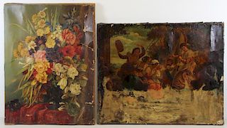 Lot of Two Antique Oils on Canvas.