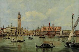 TERRINI, Alberto. Oil on Canvas. View of Venice.