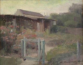 KARBOWSKY, Adrien. Oil on Canvas. Cottage Garden.