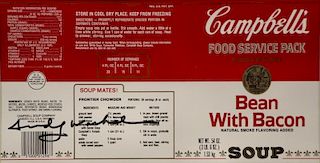 WARHOL, Andy. Signed Campbells Bean and Bacon Soup