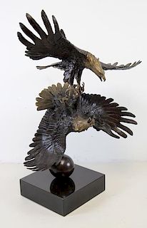 JOHNSON, Stanley. Bronze Sculpture. Two Eagles