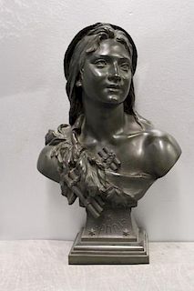 DUMAIGE, Henry, Etienne. "Daphnis" Bronze Bust of