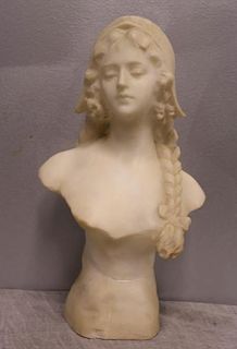 ILLEGIBLY Signed Marble Bust of a Beauty.