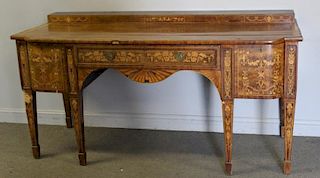 19 Century Marquetry Inlaid Adams Style Sideboard