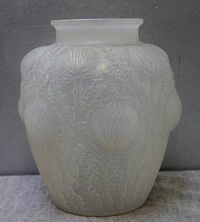 LALIQUE, R. Signed Thistle Decorated Vase