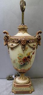 Large Royal Worcester Porcelain Urn As