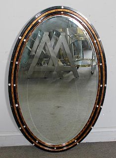 Oval Irish Style lacquered Mirror With Glass Beads