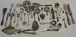 SILVER. Assorted Grouping of Flatware and Serving