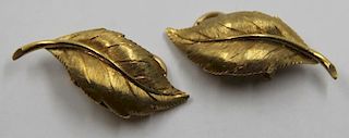 JEWELRY. Tiffany & Co 18kt Gold Leaf Form Earrings
