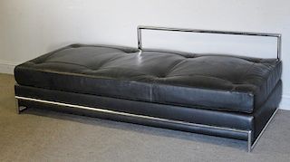 Midcentury Eileen Gray Leather & Chrome Daybed.