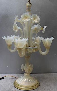 Murano Glass Floral Form Table Lamp.