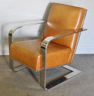 Ralph Lauren Chrome & Leather Lounge Chair.