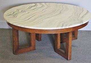 Midcentury Marble Paul Frankl Style Coffee Table.