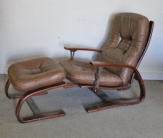Midcentury Dux Recliner and Ottoman.