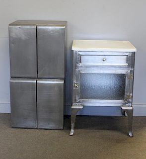 Industrial Style Cabinet and End Table Lot.