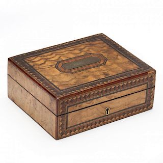 Antique Marquetry Inlaid Handkerchief Box