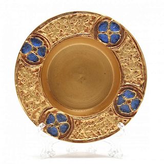 Tiffany Furnaces, Enameled and Gilt Bronze Dish
