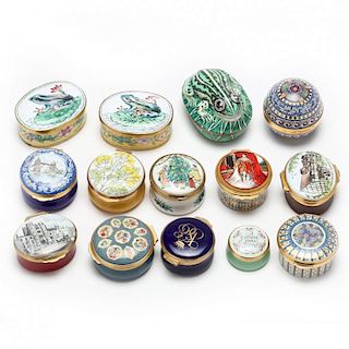 Group of 14 Enameled Boxes