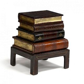 Maitland Smith Faux Leather Book Side Table