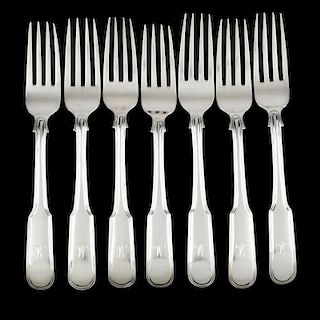 Set of Seven Scottish Georgian Silver Forks