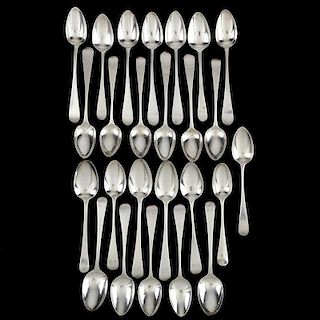 Assembled Set of 25 Georgian Silver Teaspoons