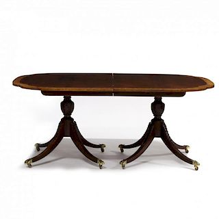 Baker Historic Charleston Reproduction, Inlaid Double Pedestal Dining Table