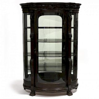 Late Victorian Carved Bowfront China Cabinet