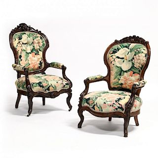 Two American Victorian Parlour Chairs