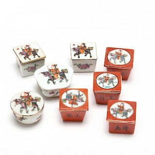 Eight Chinese Miniature Porcelain Boxes
