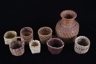 Papago American Indian Small Hand Woven Baskets