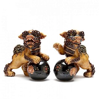 Pair of Decorative Porcelain Foo Dogs