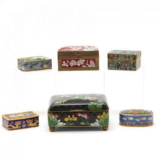 Six Small Chinese Cloisonne Boxes