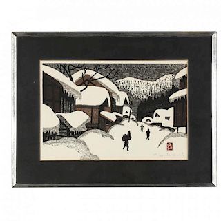 Kiyoshi Saito (1907-1997), Village in Snow
