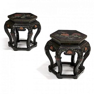 Pair of Chinese Coromandel Low Tables