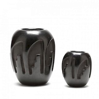 Two Santa Clara Blackware Vases by Celestina Naranjo