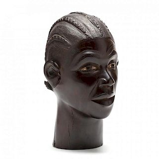African Carved Hardwood Bust