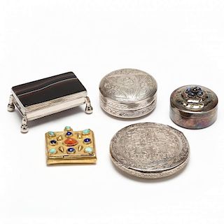Five 20th Century Silver Boxes