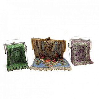 Three Antique Mesh Bags