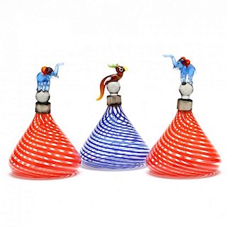 Three Venetian Art Glass Perfume Bottles