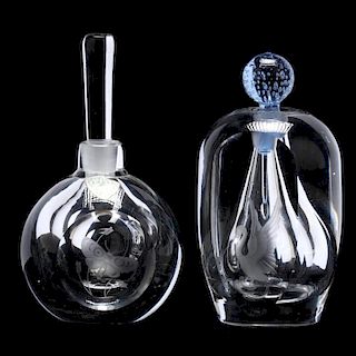 Two Orrefors Crystal Perfume Bottles