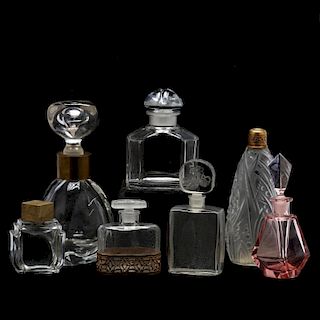 Seven Vintage Glass Perfume Bottles