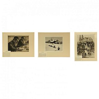 Three Etchings by Members of Associated American Artists - Karoly, Reynard, and Margulies
