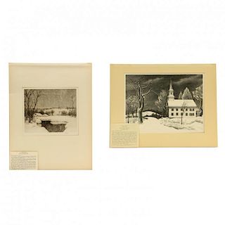 Two Snowy Scenes by Members of Associated American Artists - Fiene and Young