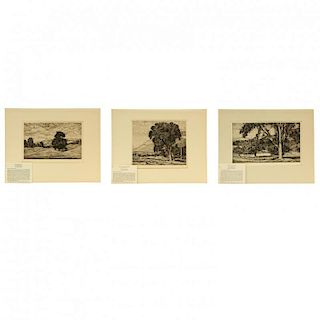 Luigi Lucioni (American/Italian, 1900-1988), Three Landscape Etchings