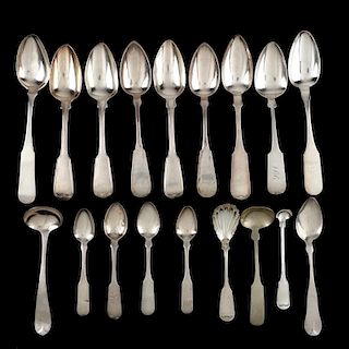 Group of New England Coin Silver Flatware